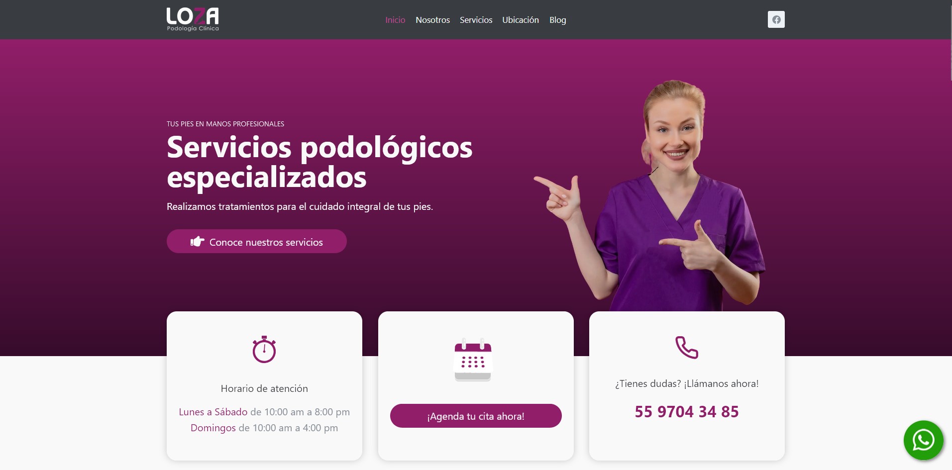 Diseño web podologíca clínica Loza