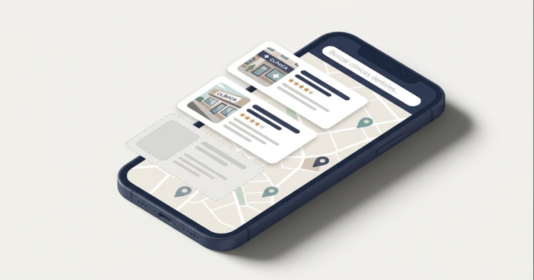 pantalla de smartphone mostrando fichas de google maps