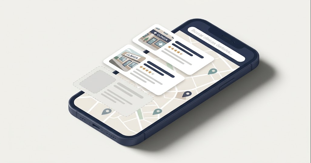 pantalla de smartphone mostrando fichas de google maps
